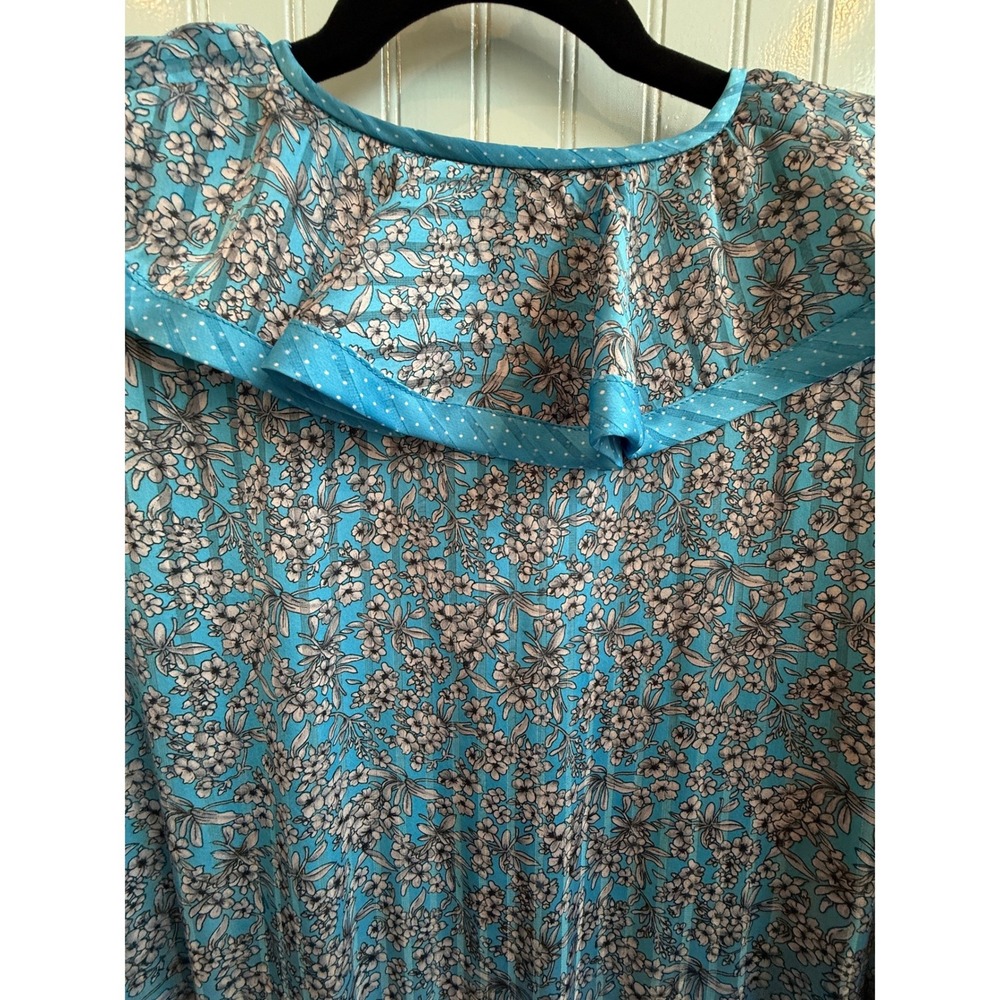 VTG 1980s Diane Freis Original Georgette Floral Blue Loose Midi Dress Retro - Picture 5 of 8